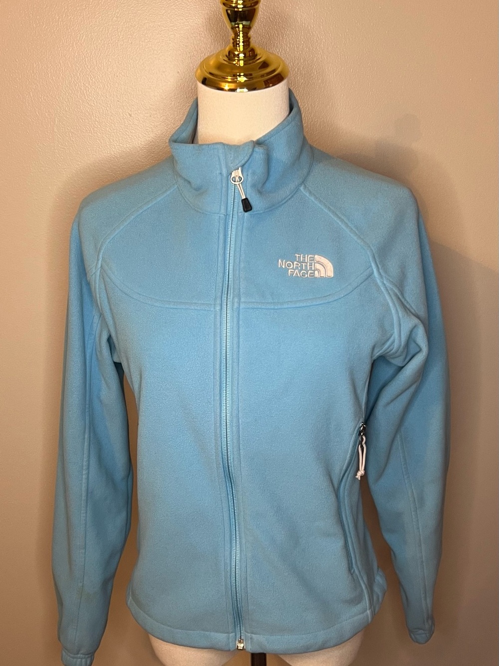 The North Face Women’s S/P TKA 100 Fleece Jacket Light Blue Full Zip Aqua Zip Up